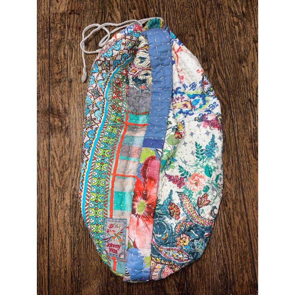 Johnny Was Quilted Patchwork Drawstring Bag